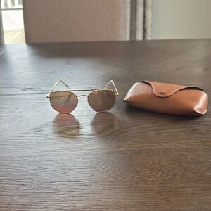 Ray-Ban Gold Sunglasses with Brown Case